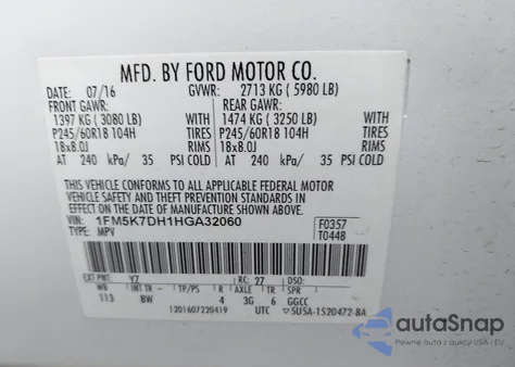 2017 Ford Explorer Xlt from USA, damaged, VIN 1FM5K7DH1HGA32060